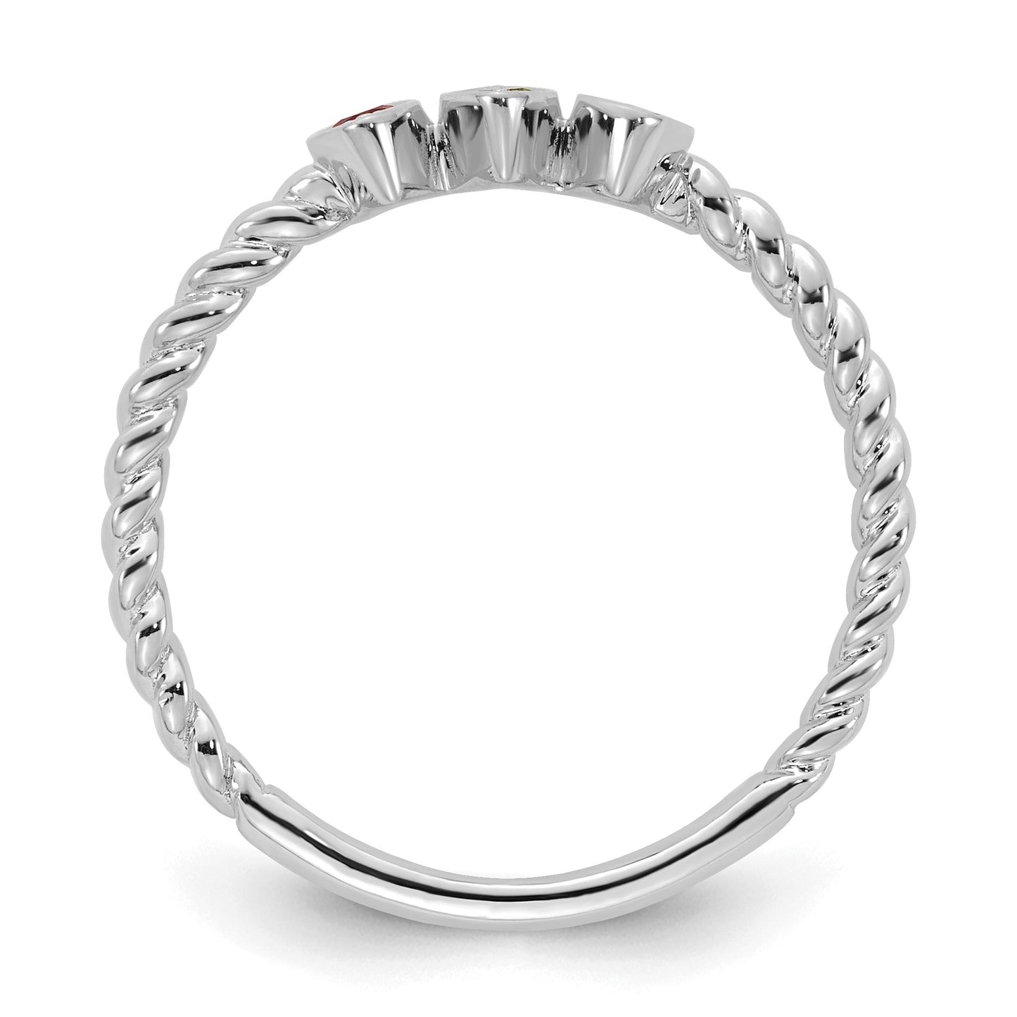 14k 3 White Gold 3 Birthstone Mother's Ring Mounting