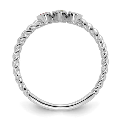 14k 3 White Gold 3 Birthstone Mother's Ring Mounting