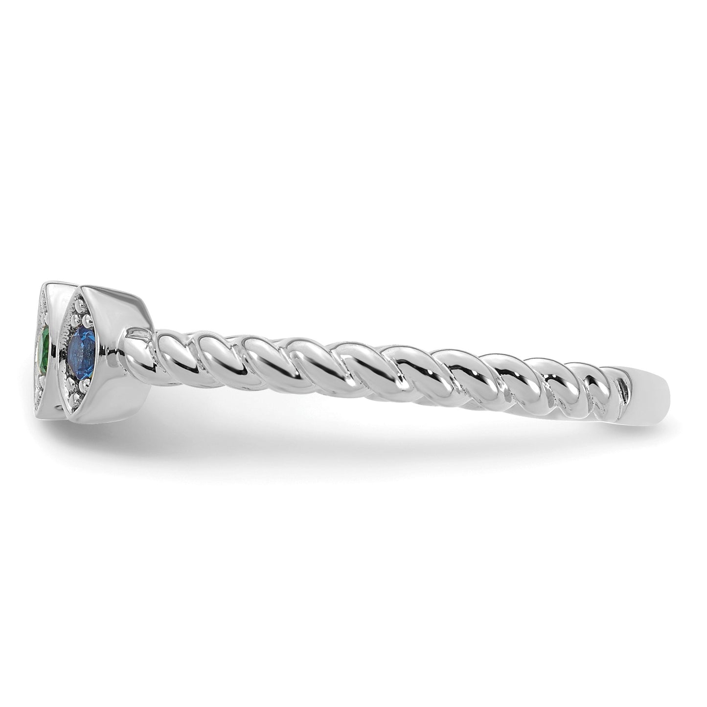 14k 3 White Gold 3 Birthstone Mother's Ring Mounting