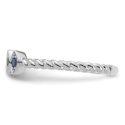 14k 3 White Gold 3 Birthstone Mother's Ring Mounting
