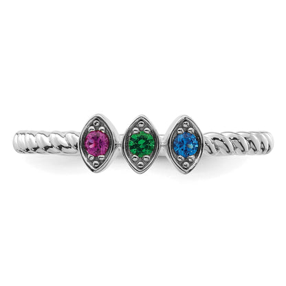 14k 3 White Gold 3 Birthstone Mother's Ring Mounting