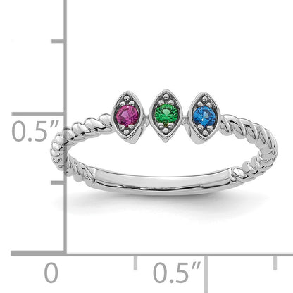 14k 3 White Gold 3 Birthstone Mother's Ring Mounting