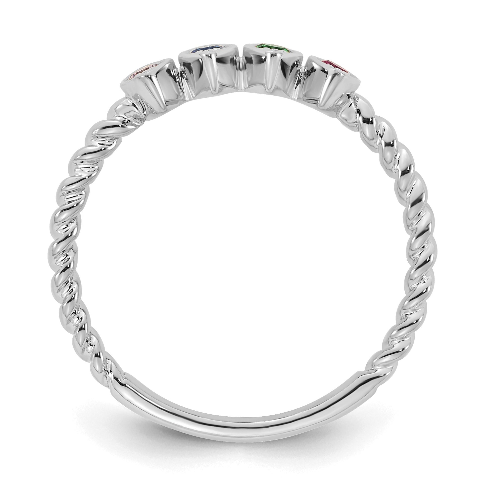 14k White Gold 4 Birthstone Mother's Ring Mounting
