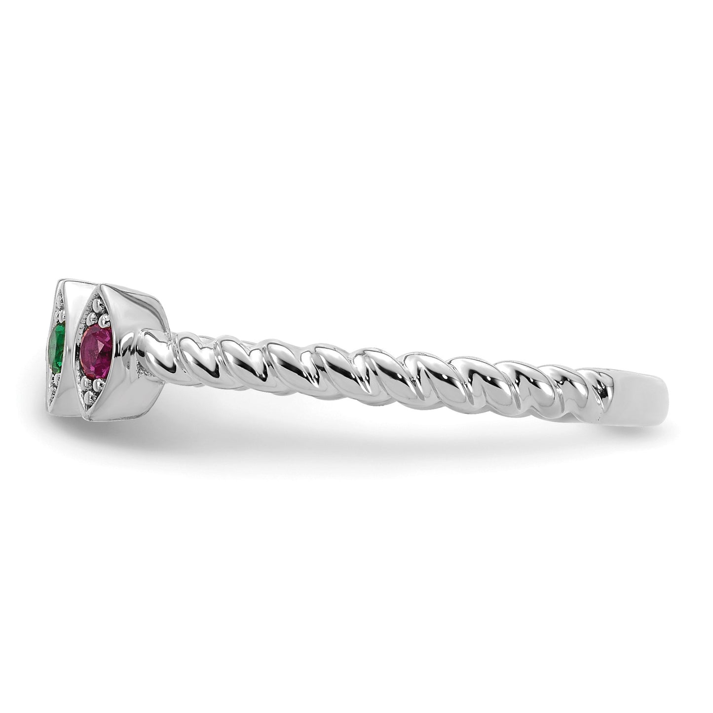 14k White Gold 4 Birthstone Mother's Ring Mounting