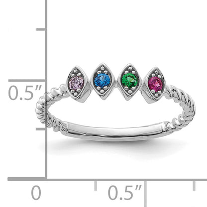 14k White Gold 4 Birthstone Mother's Ring Mounting