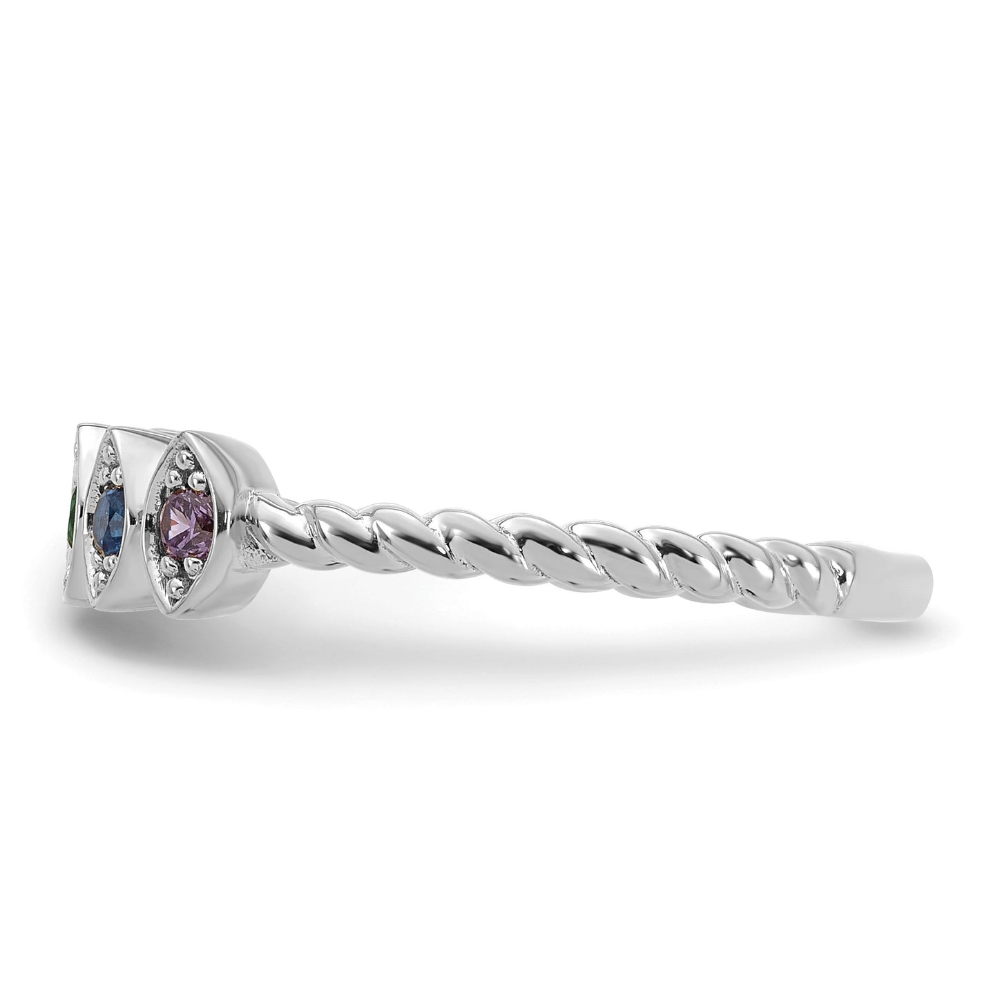 14k White Gold 5 Birthstone Mother's Ring Mounting