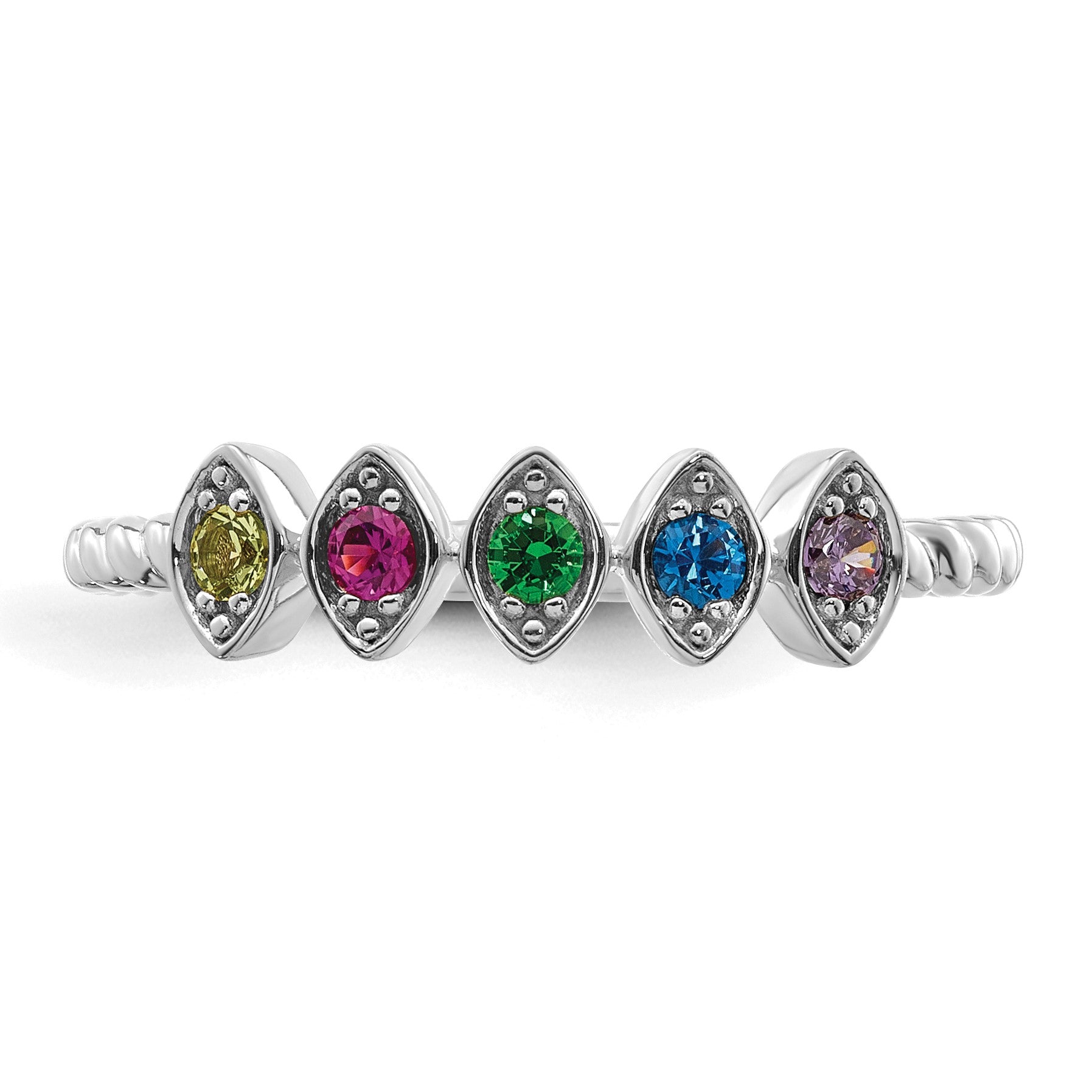 14k White Gold 5 Birthstone Mother's Ring Mounting