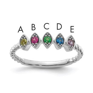 14k White Gold 5 Birthstone Mother's Ring Mounting