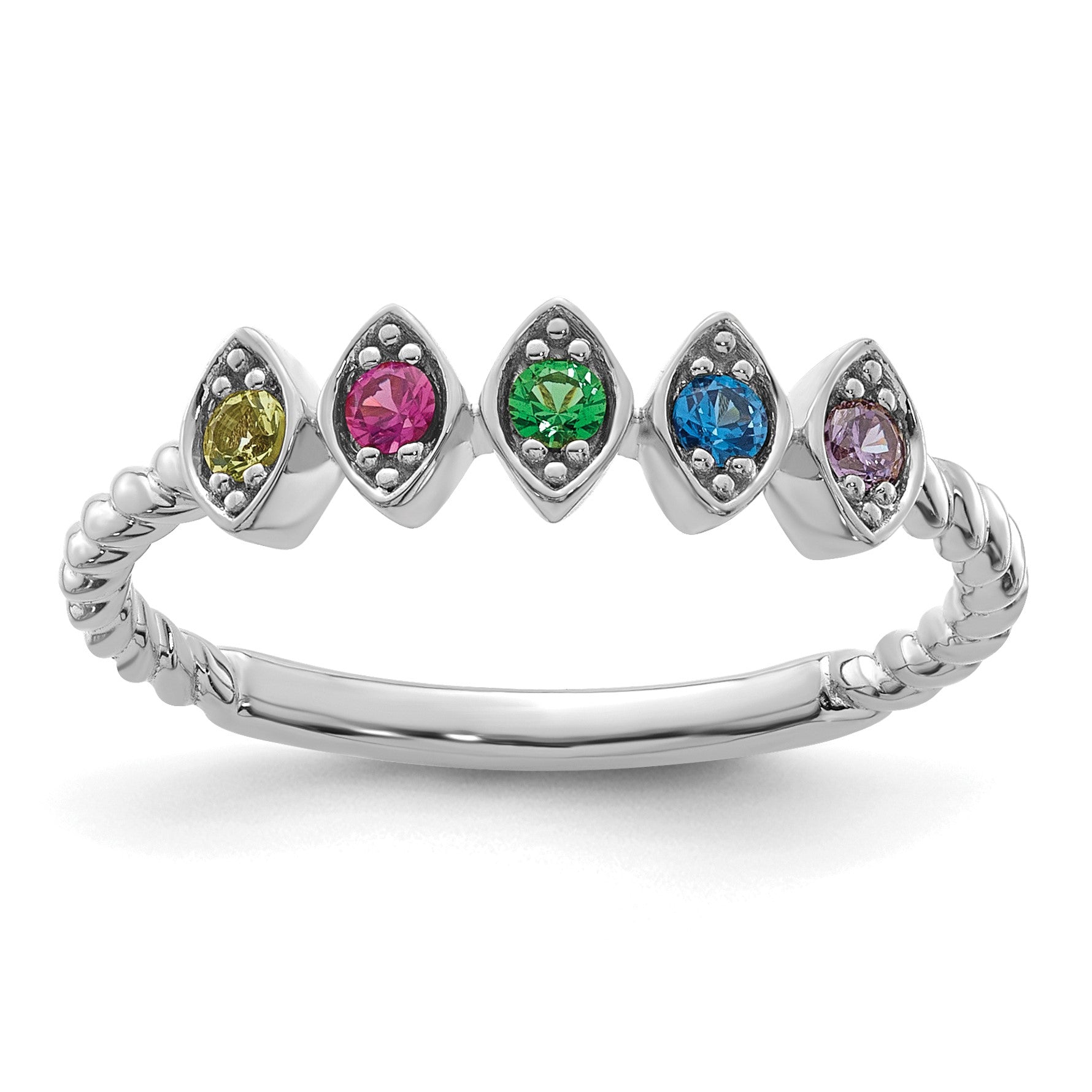 14k White Gold 5 Birthstone Mother's Ring Mounting