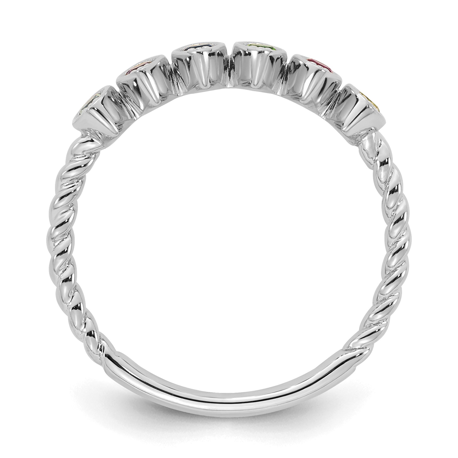 14k White Gold 6 Birthstone Mother's Ring Mounting