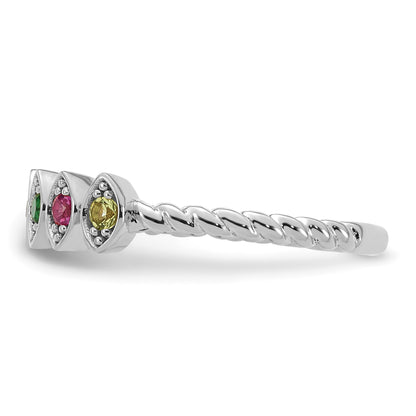 14k White Gold 6 Birthstone Mother's Ring Mounting