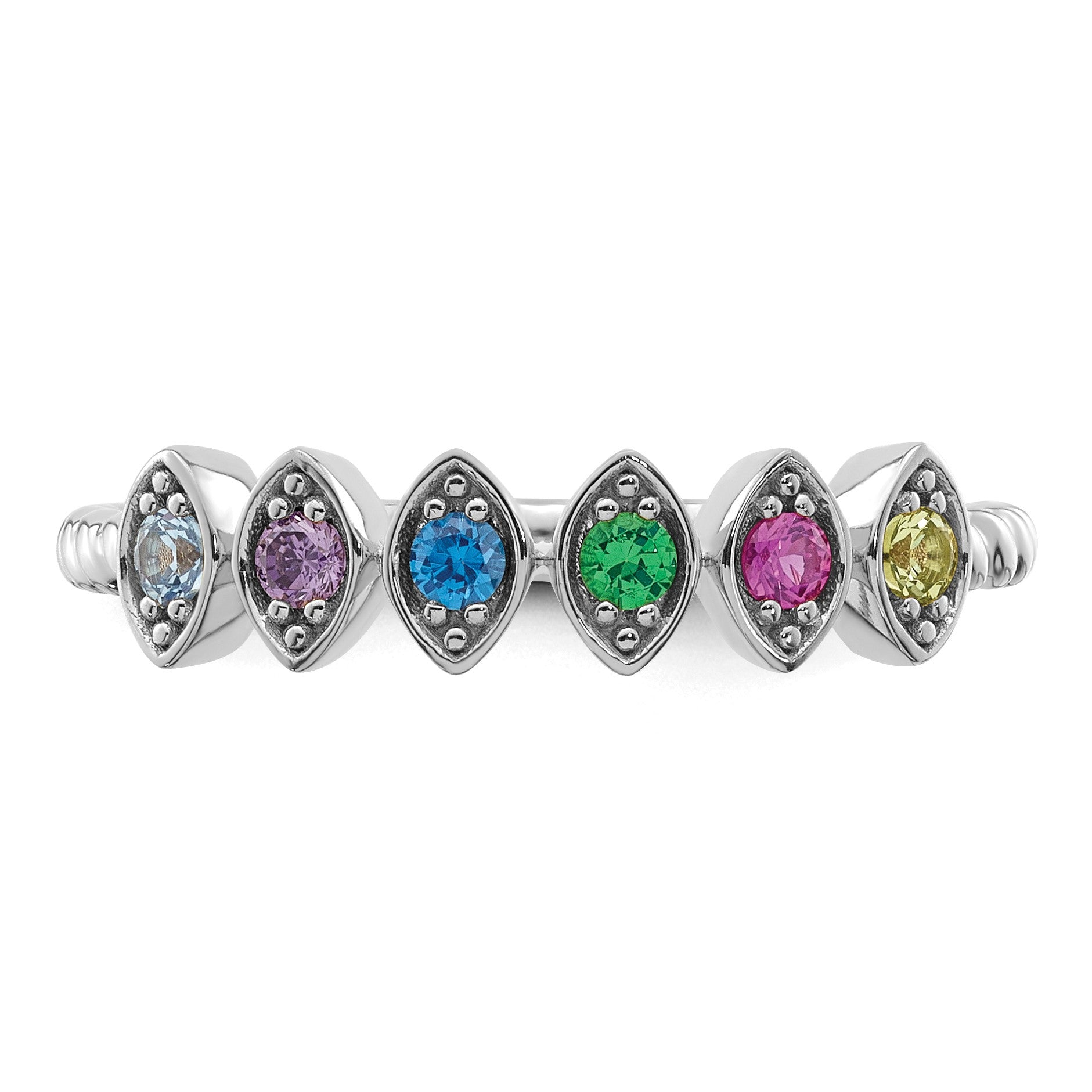 14k White Gold 6 Birthstone Mother's Ring Mounting