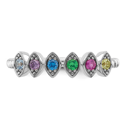 14k White Gold 6 Birthstone Mother's Ring Mounting