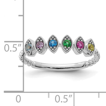 14k White Gold 6 Birthstone Mother's Ring Mounting