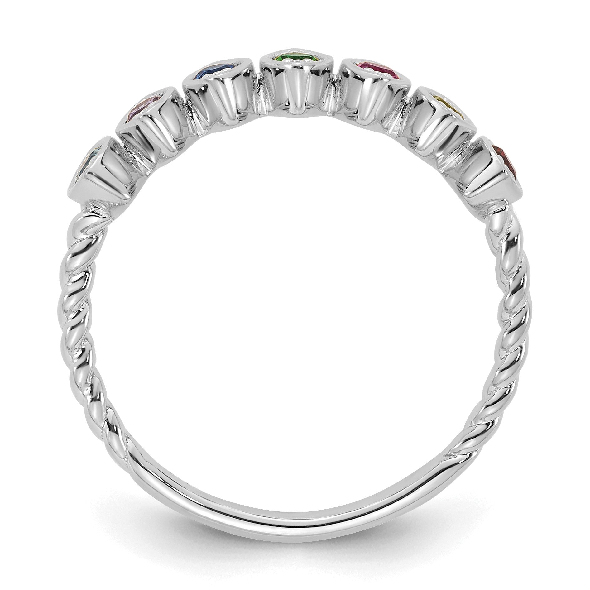 14k White Gold 7 Birthstone Mother's Ring Mounting