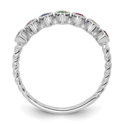 14k White Gold 7 Birthstone Mother's Ring Mounting
