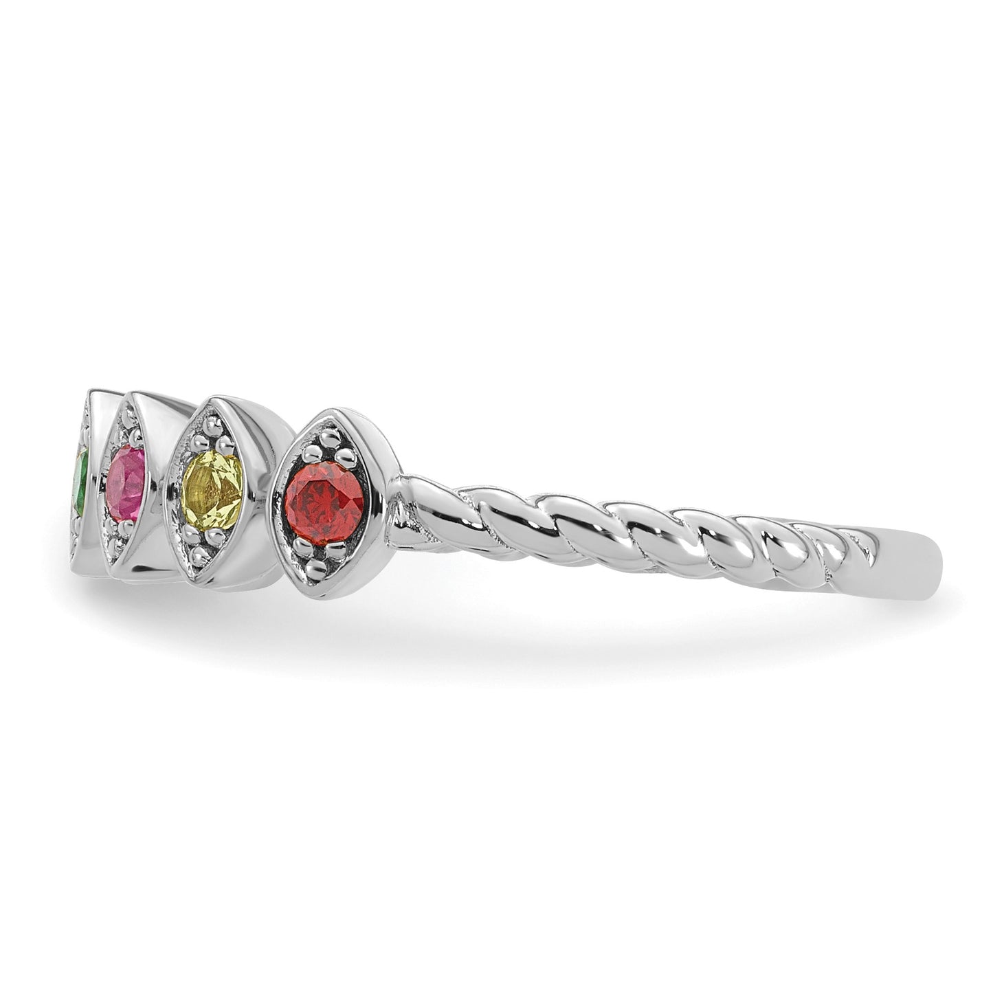 14k White Gold 7 Birthstone Mother's Ring Mounting