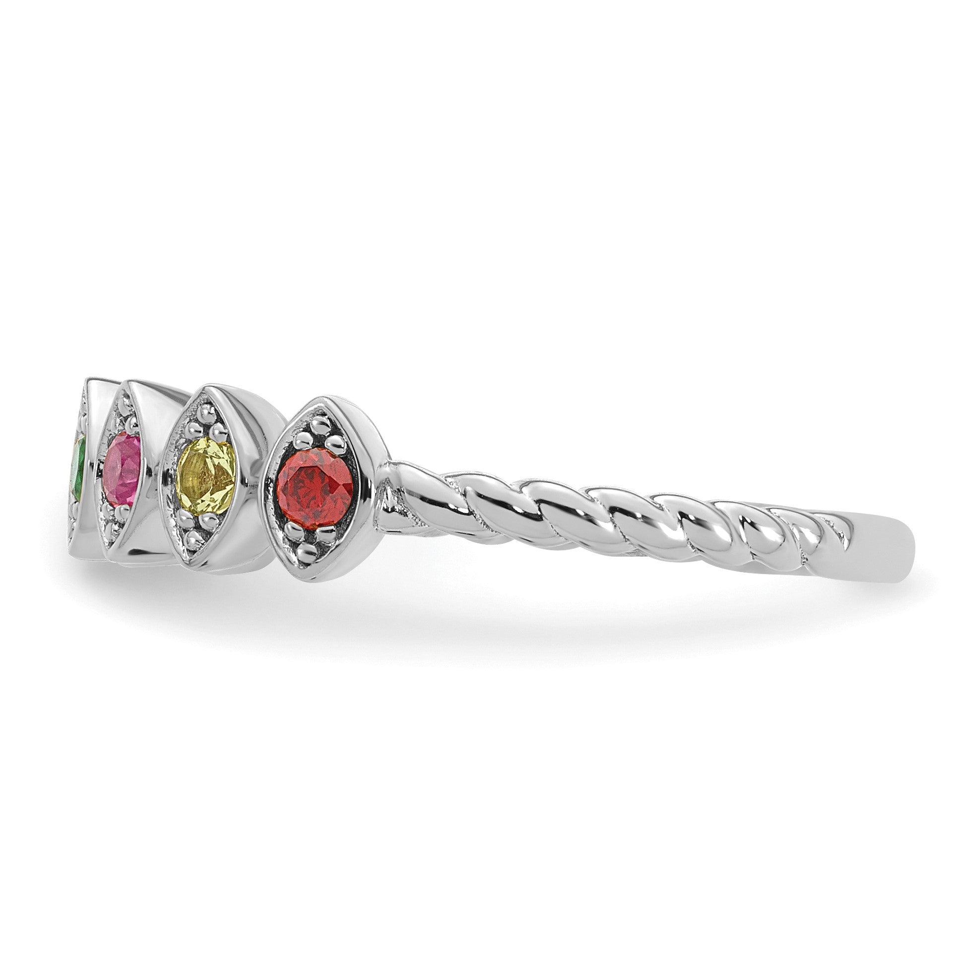 14k White Gold 7 Birthstone Mother's Ring Mounting