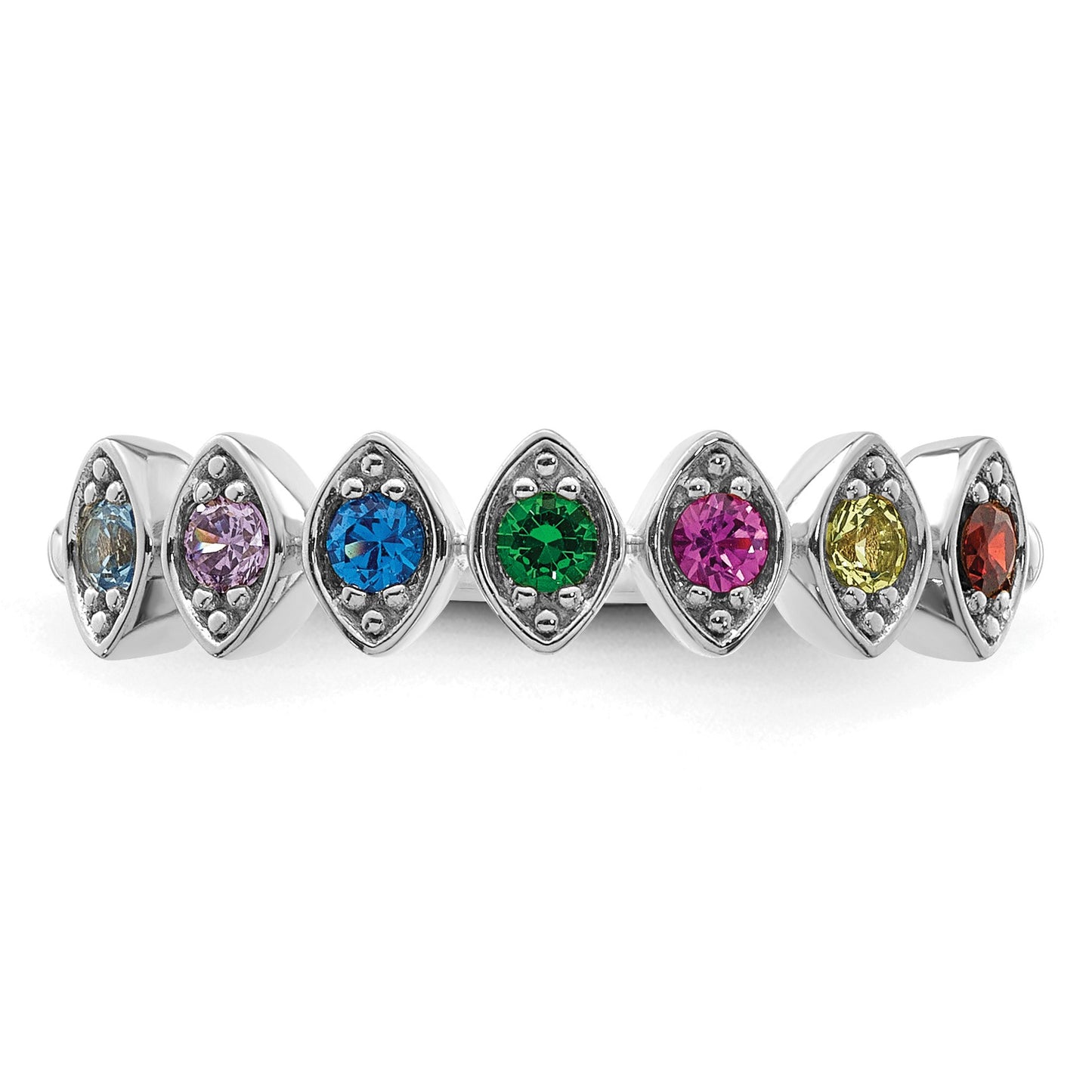 14k White Gold 7 Birthstone Mother's Ring Mounting