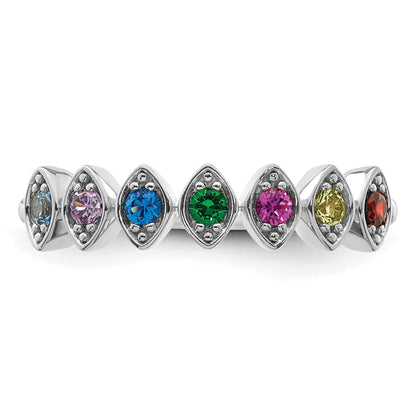 14k White Gold 7 Birthstone Mother's Ring Mounting