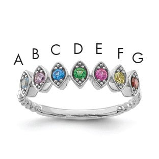 14k White Gold 7 Birthstone Mother's Ring Mounting