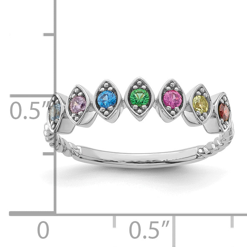 14k White Gold 7 Birthstone Mother's Ring Mounting