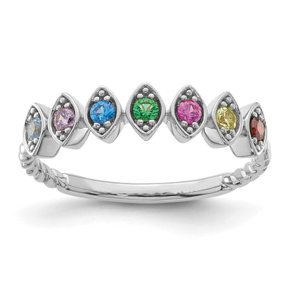 14k White Gold 7 Birthstone Mother's Ring Mounting