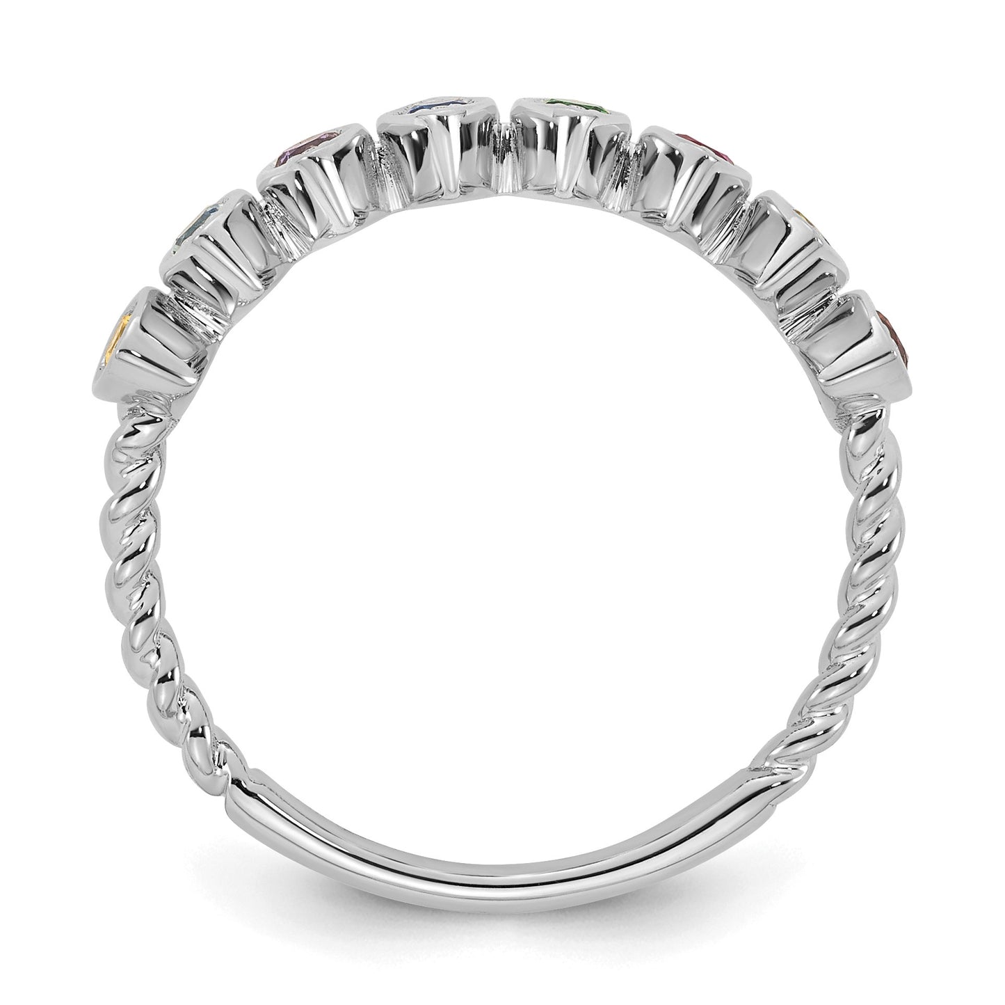 14k White Gold 8 Birthstone Mother's Ring Mounting