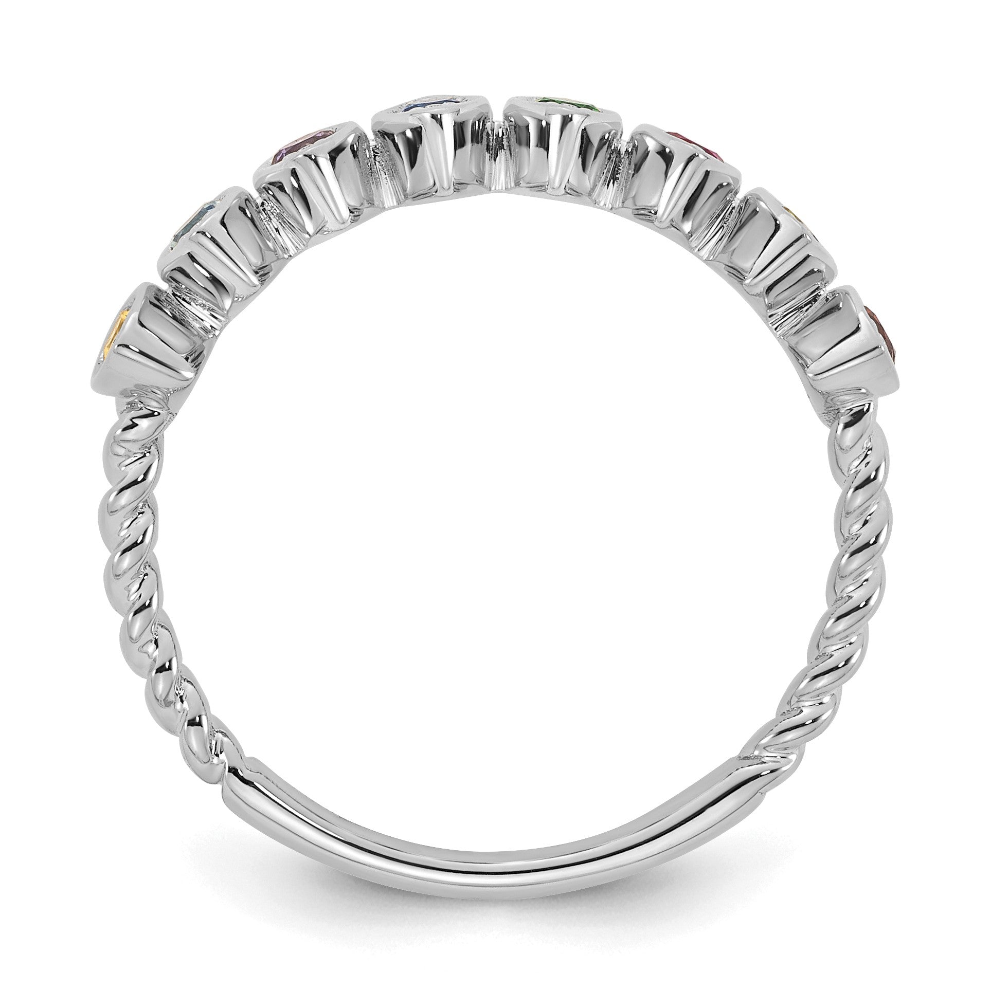 14k White Gold 8 Birthstone Mother's Ring Mounting