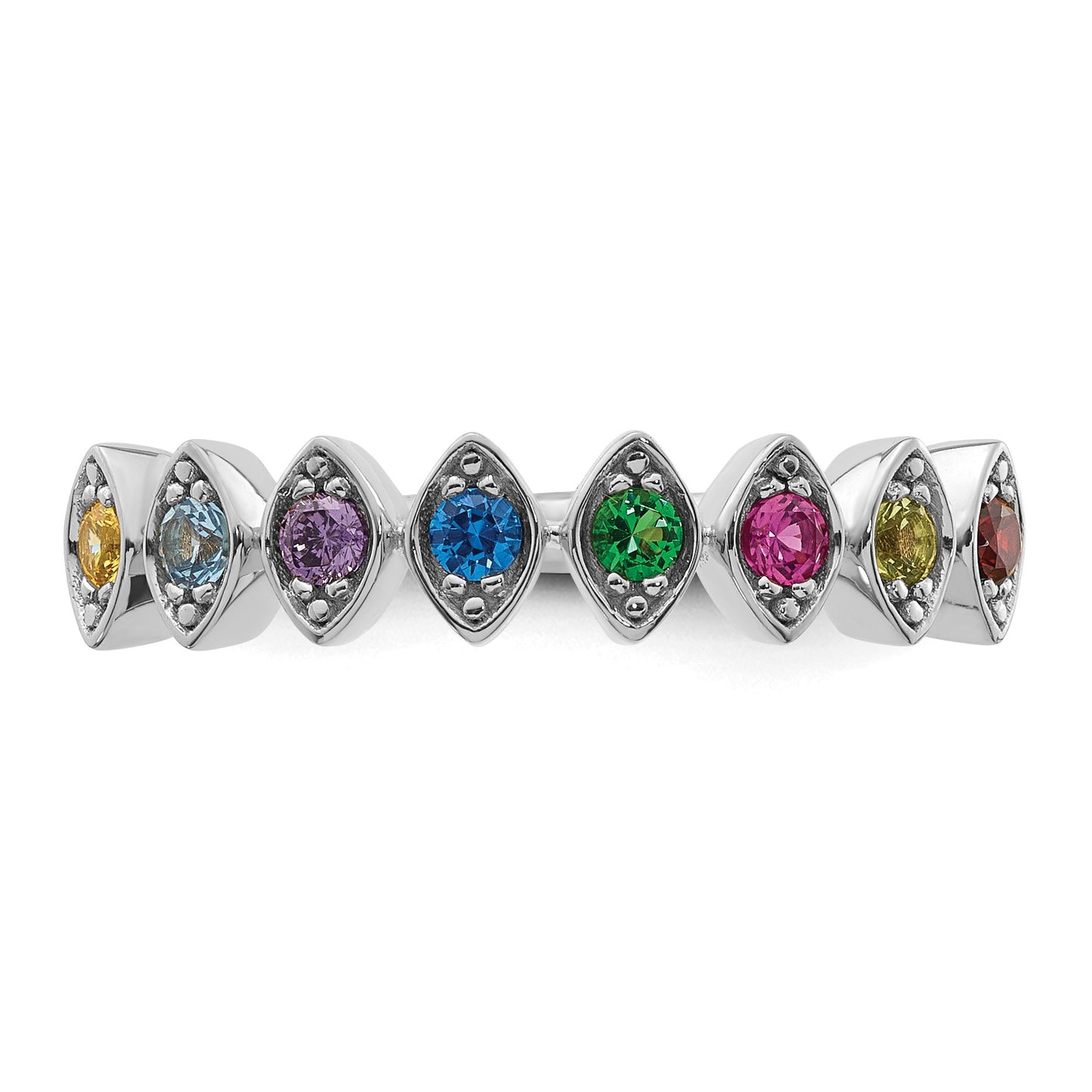 14k White Gold 8 Birthstone Mother's Ring Mounting