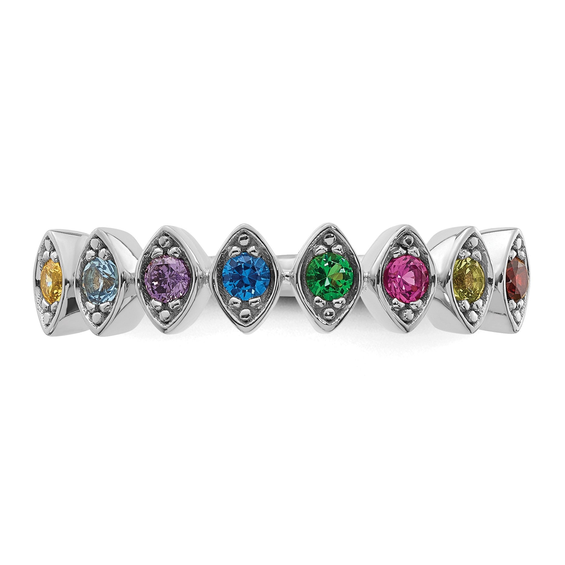 14k White Gold 8 Birthstone Mother's Ring Mounting