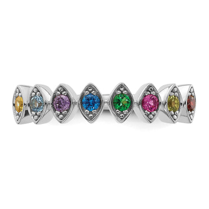 14k White Gold 8 Birthstone Mother's Ring Mounting