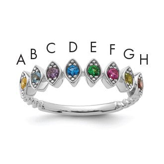 14k White Gold 8 Birthstone Mother's Ring Mounting