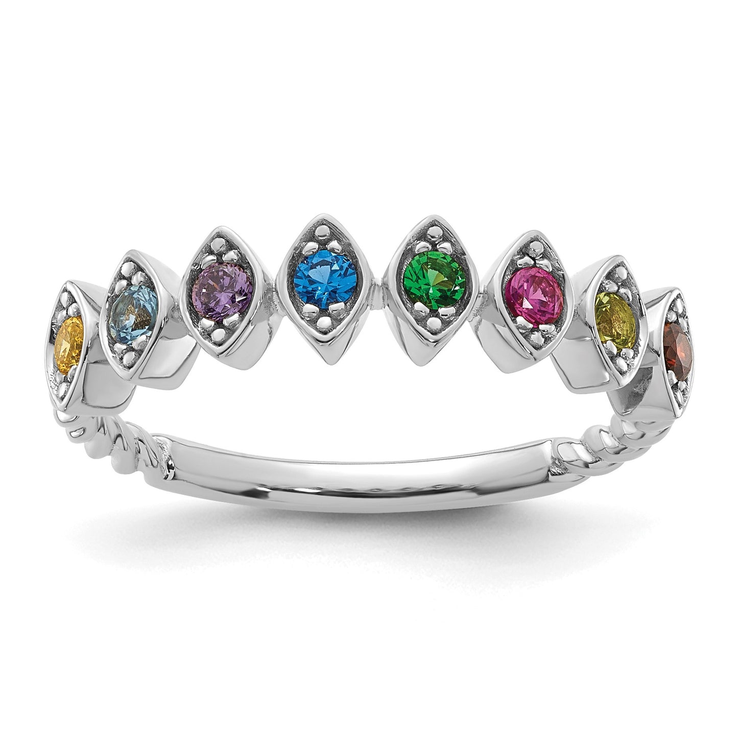 14k White Gold 8 Birthstone Mother's Ring Mounting
