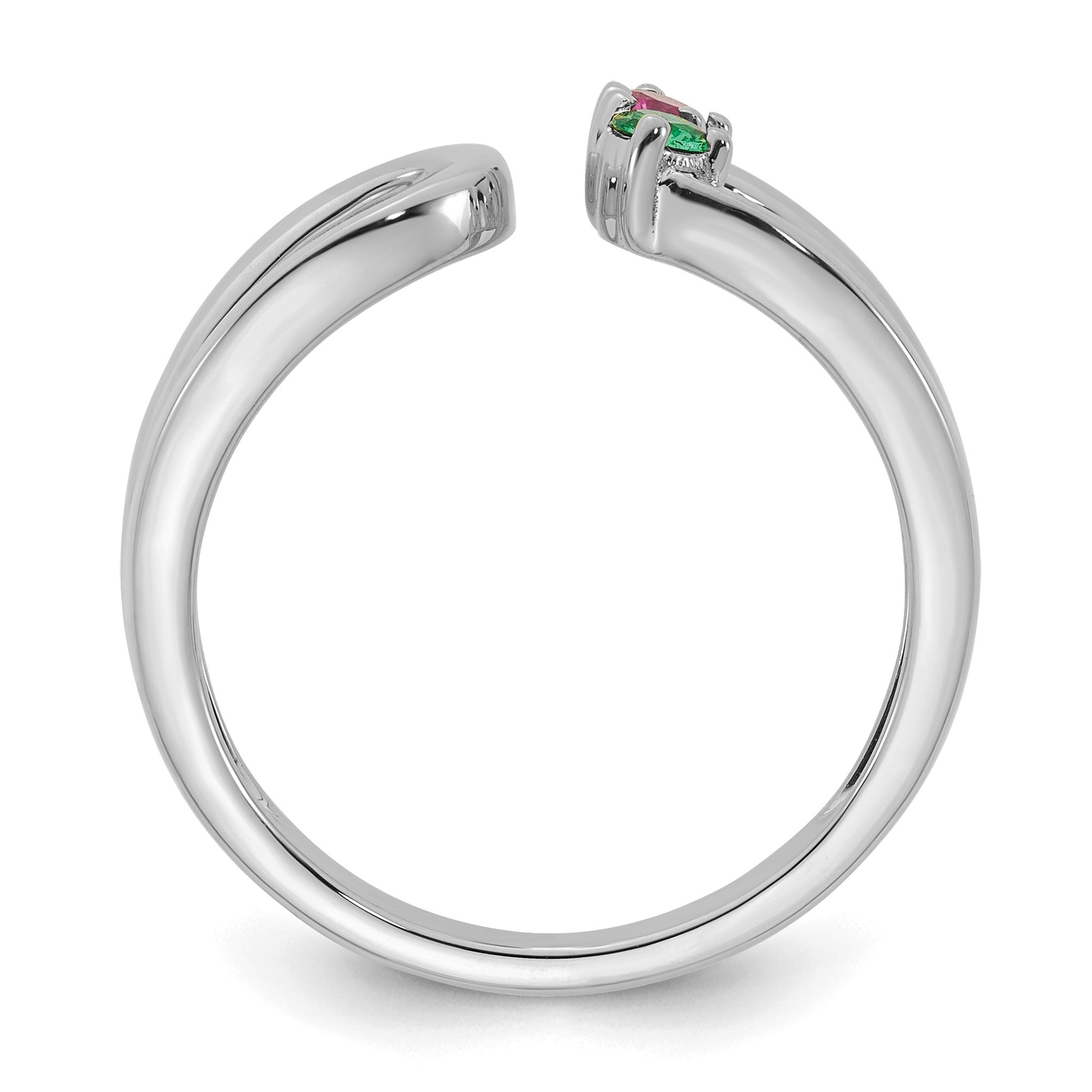 14k White Gold 2 Birthstone Mother's Wrap Ring Mounting