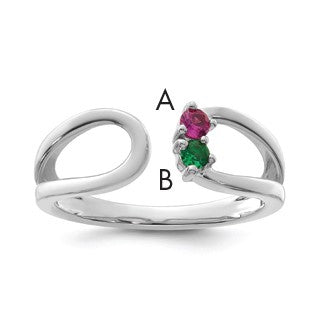 14k White Gold 2 Birthstone Mother's Wrap Ring Mounting