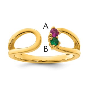 14k 2 Birthstone Mother's Wrap Ring Mounting