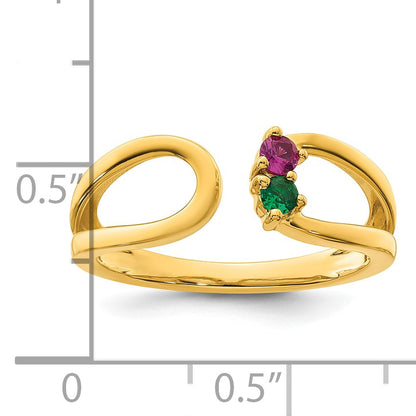 14k 2 Birthstone Mother's Wrap Ring Mounting