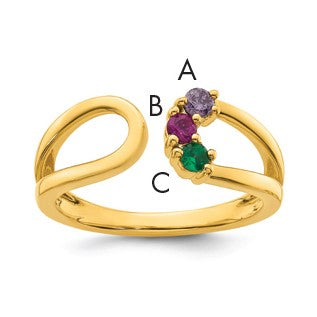 14k 3 Birthstone Wrap Mother's Ring Mounting