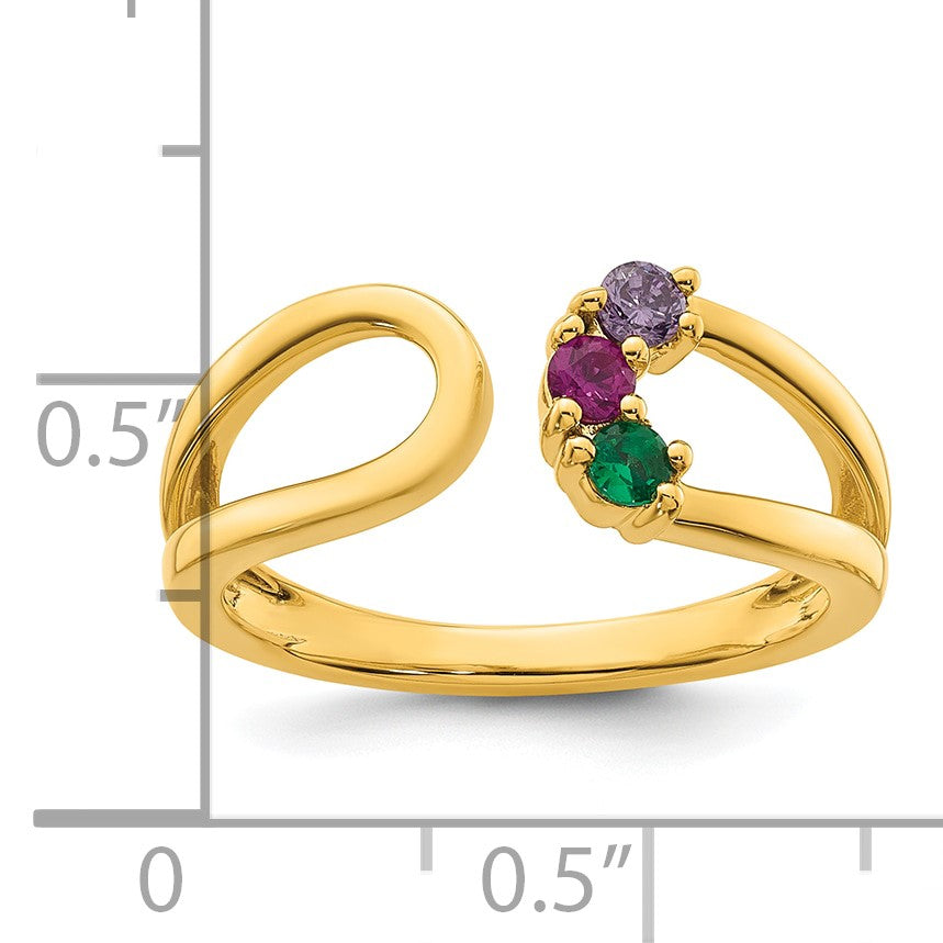 14k 3 Birthstone Wrap Mother's Ring Mounting