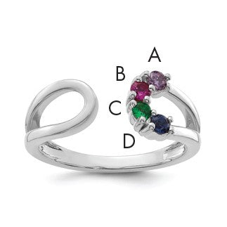 14k White Gold 4 Birthstone Mother's Wrap Ring Mounting