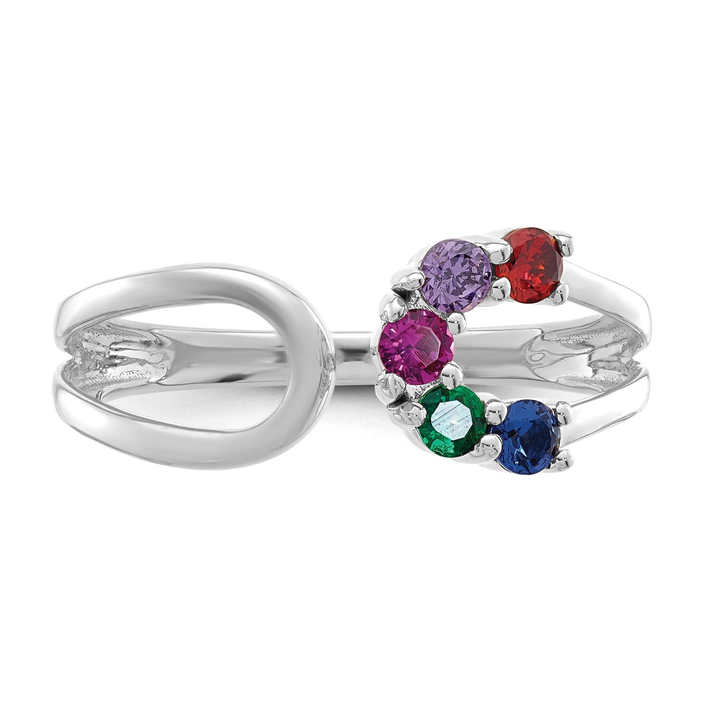 14k White Gold 5 Birthstone Wrap Mother's Ring Mounting