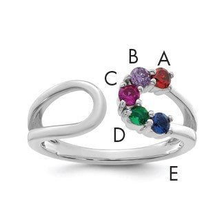 14k White Gold 5 Birthstone Wrap Mother's Ring Mounting
