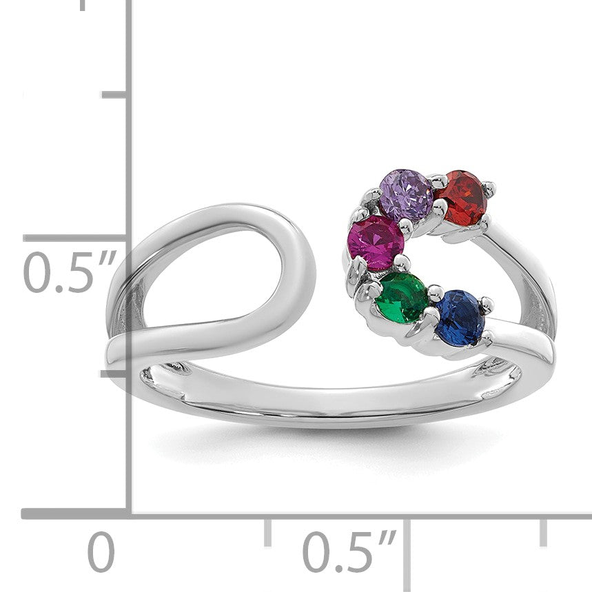 14k White Gold 5 Birthstone Wrap Mother's Ring Mounting