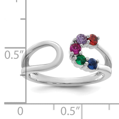 14k White Gold 5 Birthstone Wrap Mother's Ring Mounting