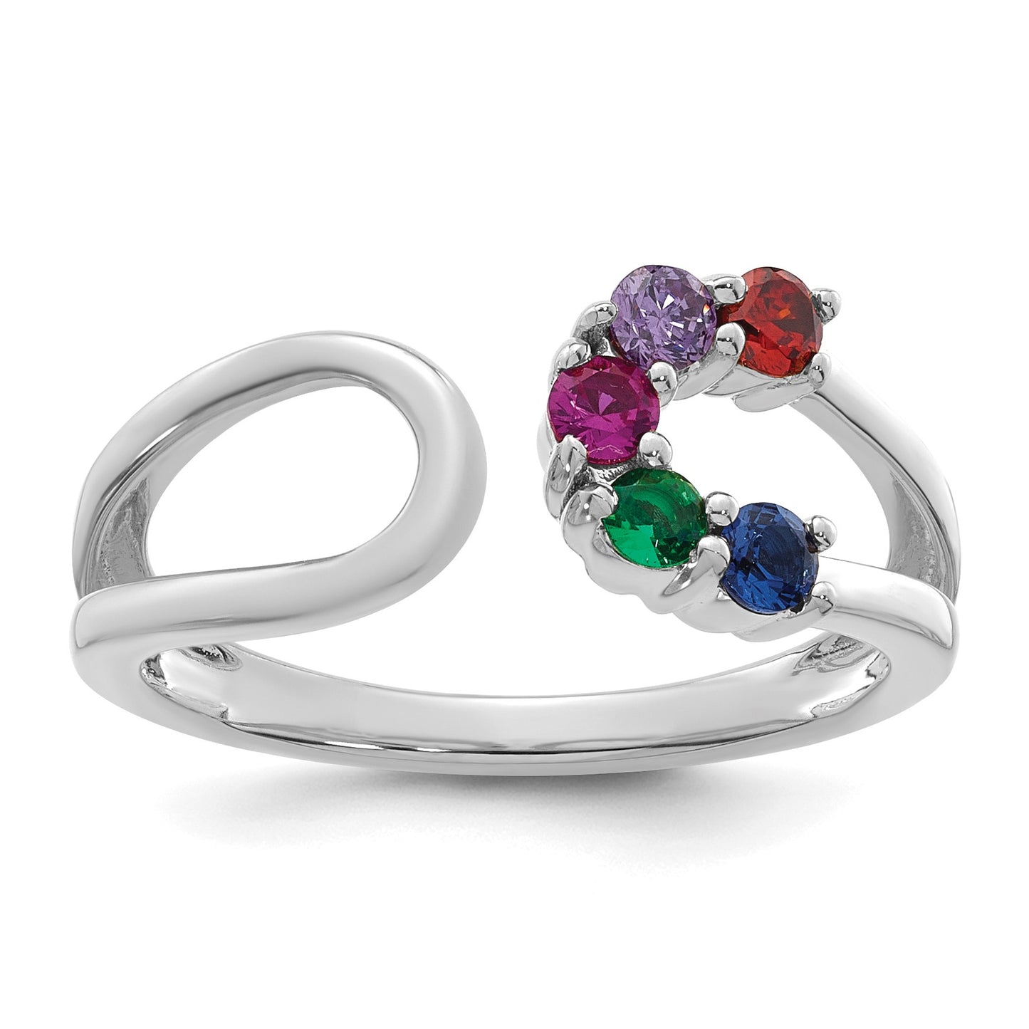 14k White Gold 5 Birthstone Wrap Mother's Ring Mounting