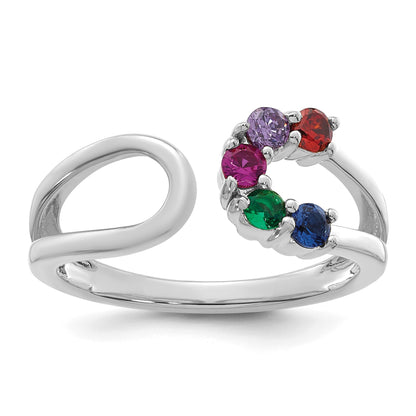 14k White Gold 5 Birthstone Wrap Mother's Ring Mounting