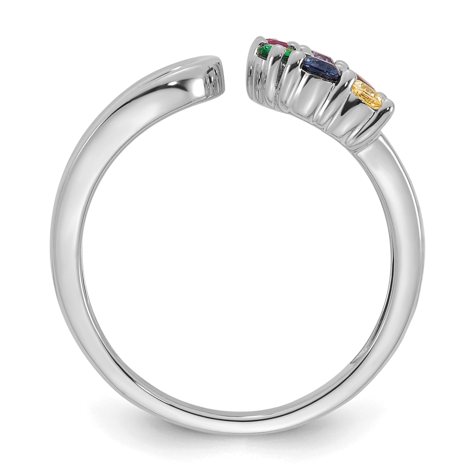 14k White Gold 6 Birthstone Wrap Mother's Ring Mounting