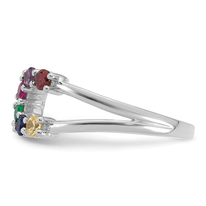 14k White Gold 6 Birthstone Wrap Mother's Ring Mounting