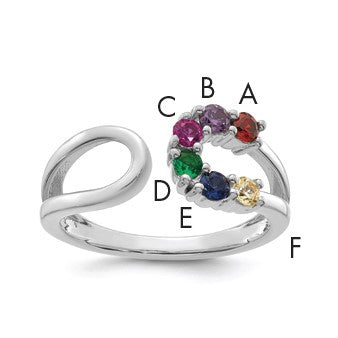 14k White Gold 6 Birthstone Wrap Mother's Ring Mounting